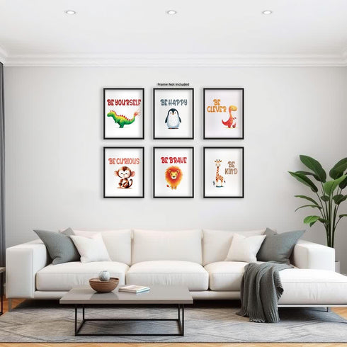 Posterizer 6 pcs-Positive Sayings From Cute Animals-Kids Room Art-Motivational & Inspirational Art-Gift for Daughter, Son, Kids-Decor for nursery ...